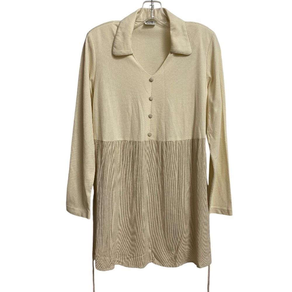 Vintage Take Nine Maternity Blouse Size M* Long Sleeve Tie Front Textured Collar